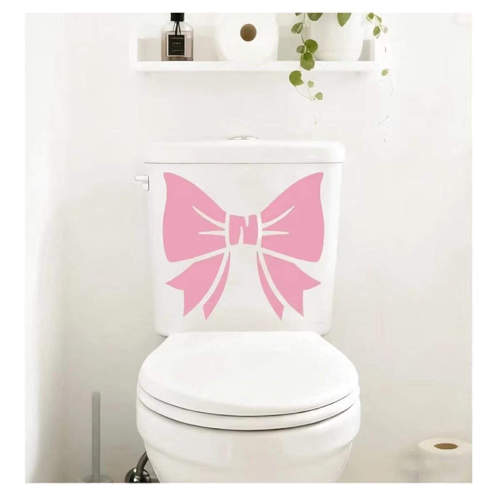 Pink Bow Bathroom Decor Decal